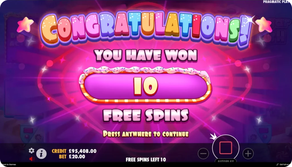 sugar rush bonus